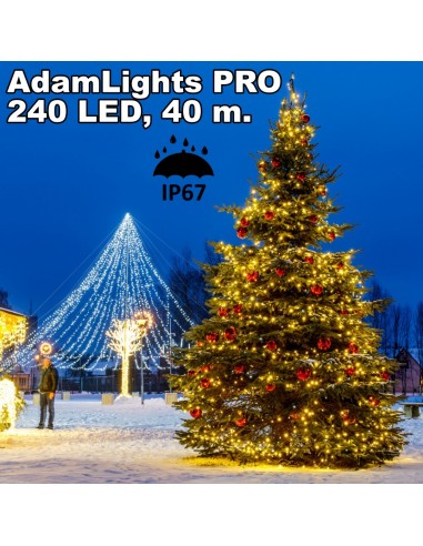 Profesionali AdamLights smulkių lempučių lauko girlianda | IP67, 240 LED, 40 m.