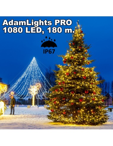 Profesionali AdamLights smulkių lempučių lauko girlianda | IP67, 1080 LED, 180 m.
