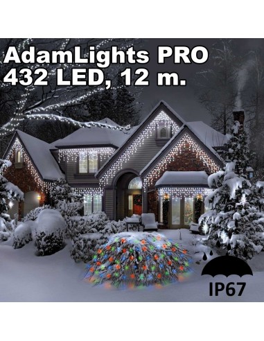 Profesionali AdamLights lauko girlianda varvekliai | IP67, 432 LED, 1200x50 cm