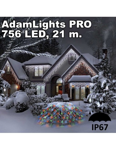 Profesionali AdamLights lauko girlianda varvekliai | IP67, 756 LED, 2100 x 50 cm
