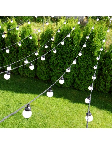 10 m ilgio keičiamų E-27 cokolio LED lempučių girlianda | IP67, 10 cokolių (kas 100 cm) 10 m ilgio keičiamų E-27 cokolio LED lempučių girlianda | IP67, 10 cokolių (kas 100 cm)