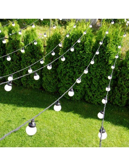 10 m ilgio keičiamų E-27 cokolio LED lempučių girlianda | IP67, 10 cokolių (kas 100 cm)