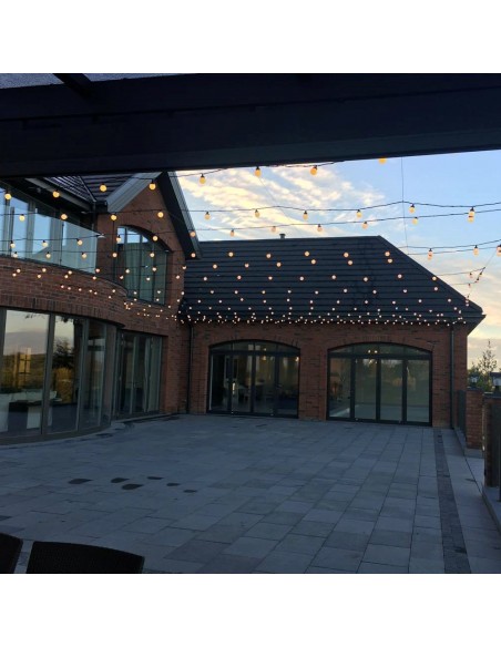 10 m ilgio keičiamų B-22 cokolio LED lempučių girlianda | IP67, 20 cokolių (kas 50 cm)