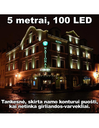 Profesionali AdamLights smulkių lempučių lauko girlianda | IP67, 100 LED, 5 m.